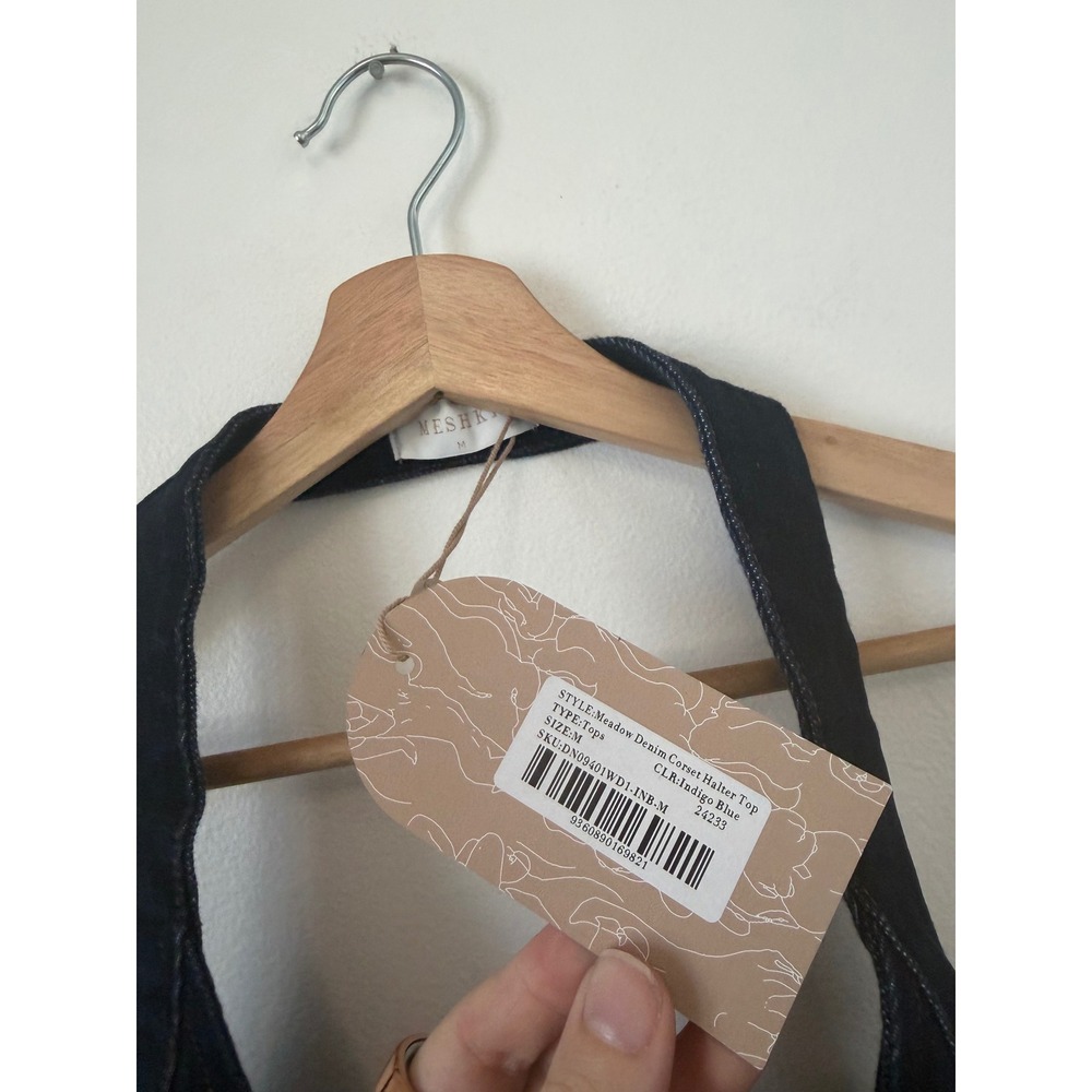 Meshki Meadow Denim Corset Halter Top – Indigo Blue – Size Medium – NWT - Picture 3 of 4